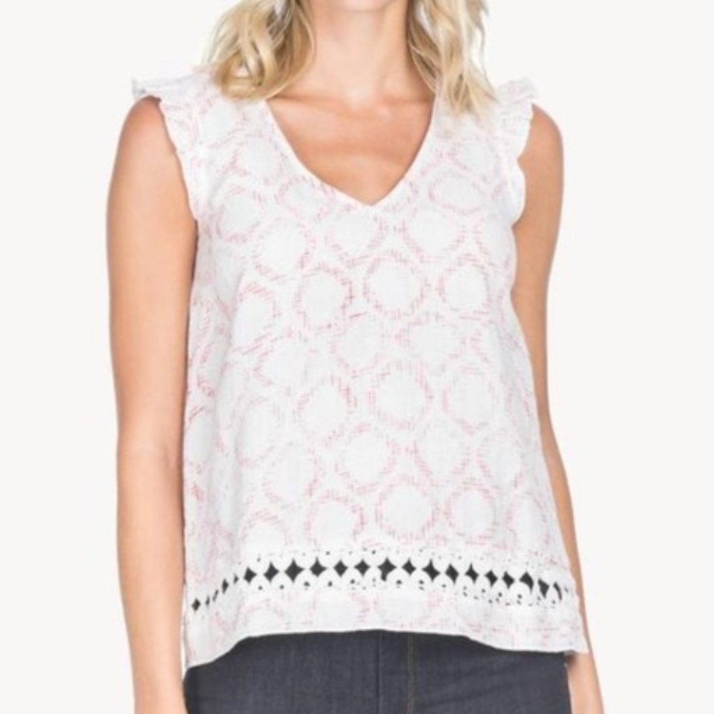 Lilla P Ruffle Sleeve V-Neck Top Size XS